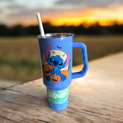 Disney Stitch Halloween Stainless Steel 40 oz Tumbler with Handle Lid & Straw