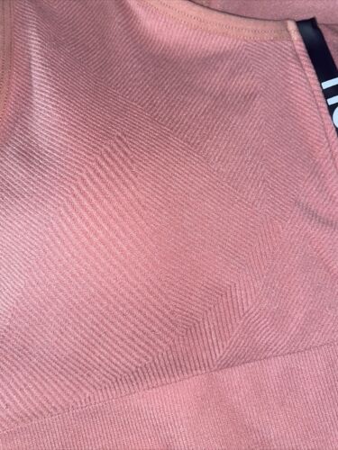 NEW BALANCE Medium Impact Sports Bra Style #R000440 DUSTED PEACH FRONT ZIP LOGO