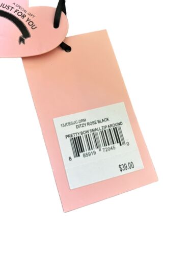 JUICY COUTURE DITZI ROSE BLACK PRETTY BOW SMALL ZIP AROUND WALLET-GREAT & UNIQUE