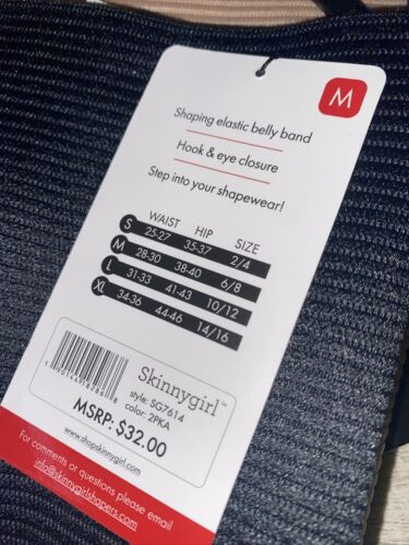 SKINNYGIRL SHAPER 2 PCK ELASTIC BAND HOOK&EYE BRIEFS~WHITTLE YOUR WAIST~SG7614~M