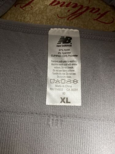 New Balance Sports Bra Smokey Warts (Gray) Style 7454 Removable Cups Size XLarge