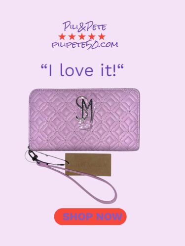 STEVE MADDEN WALLET WRISTLET PINKIE BANGELO SMOOTH TEXTURED SILVER ZIPPER