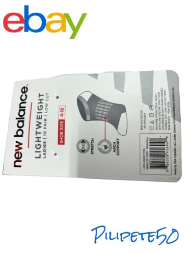 NEW BALANCE Socks LIGHT WEIGHT GRAY & WHITE~LADIES 10 PAIR LOW CUT~COMFORTABLE!