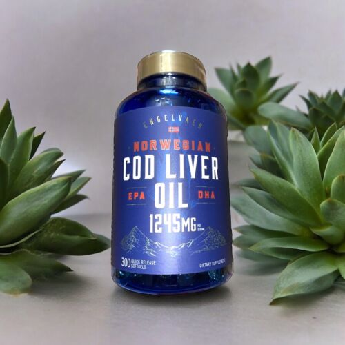 Cod Liver Oil Softgels | 1245mg | 300 Count | Norwegian | Non GMO, Gluten Free
