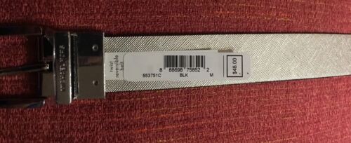 MICHAEL KORS BELT REVERSIBLE BLACK/SILVER PRINTED LOGO SILVER BUCKLE MSRP$48