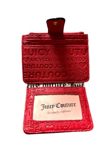 JUICY COUTURE Scarlet Red Glam Tab WALLET CARD CASE FOLD~ID Card & Coin Purse