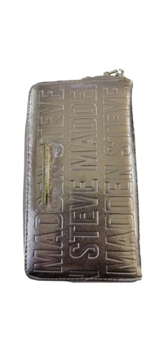 STEVE MADDEN WALLET WRISTLET METALIC ROSE GOLD STAMPED LOGO ~VERY CLASSY!!