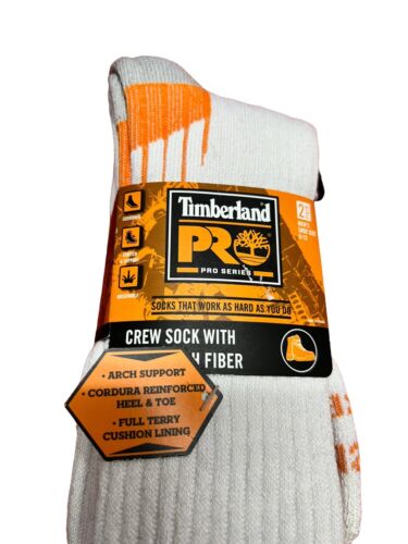 TIMBERLAND MEN'S PERFORMANCE HEAVYWEIGHT BOOT SOCKS, 2PK WHITE REINFORCED