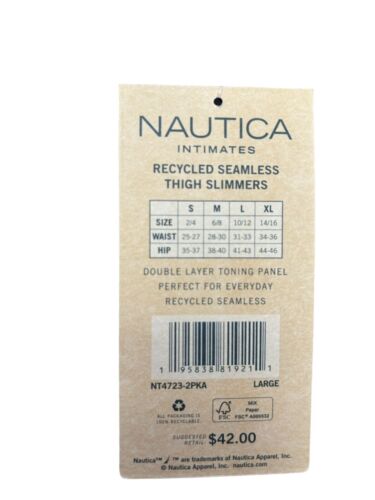 NAUTICA INTIMATES NT4723- 2 PACK SUPER SOFT SEAMLESS SLIP SHORTS ~GREAT FIT~ L