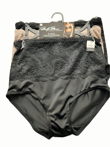 Marilyn Monroe 3pc Lace Shaping Briefs - Double Layer Tummy Panel