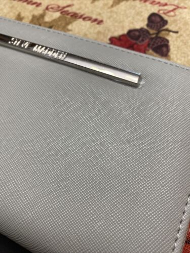STEVE MADDEN WALLET WRISTLET SAGE SMOOTH TOUCH SILVER HARDWARE