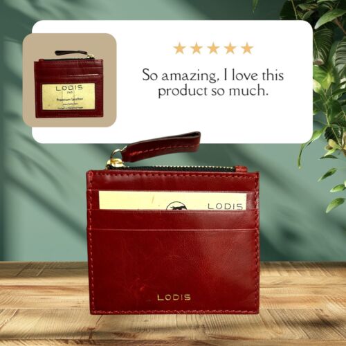 Lodis Wallet Red Rodio Card Case~RFID Protection Glaze Genuine Leather-UNIQUE!