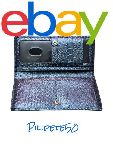 BRAHMIN Ady Wallet Slim Bifold Clutch Electric Blue Ateague Genuine Leather~NWT