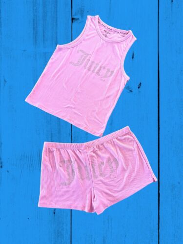 Juicy Couture Sleepwear 2pc Set JC959SP Size XL~ Pink With Rhinestones NWT~SEXY!