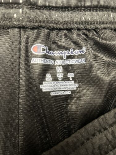 Champion Basketball Shorts Mens~Medium Black Mesh~White Stripes~ Gym NEW