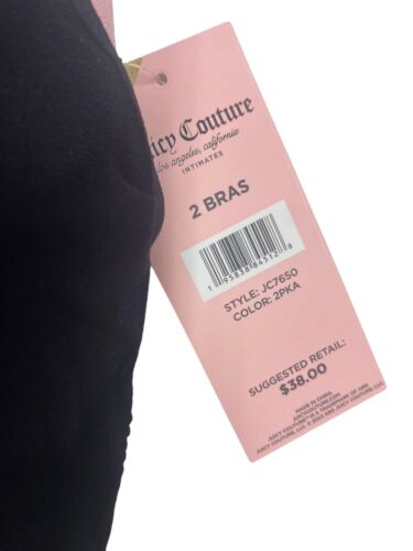 Juicy Couture Intimates Bralettes ~Pink/Black Logo~JC7650~2Pack~ Size Large~CUTE