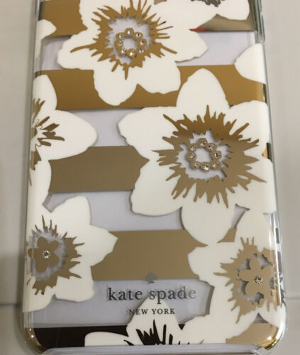 KATE SPADE PHONE CASE WHITE FLOWER GOLD ACCENTS RHINESTONE iPhone 8,7,6s,6 PLUS