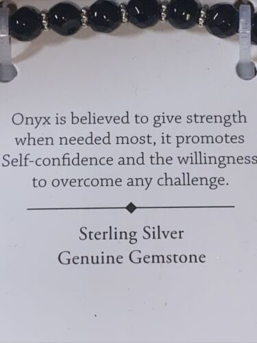 BLACK ÓNYX GENUINE GEMSTONE BRACELET SHIVAM .925 STERLING SILVER & NIB
