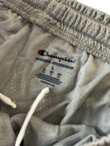 Champion Basketball Shorts Mens~L Gray Mesh~Black Stripes~ Gym NEW