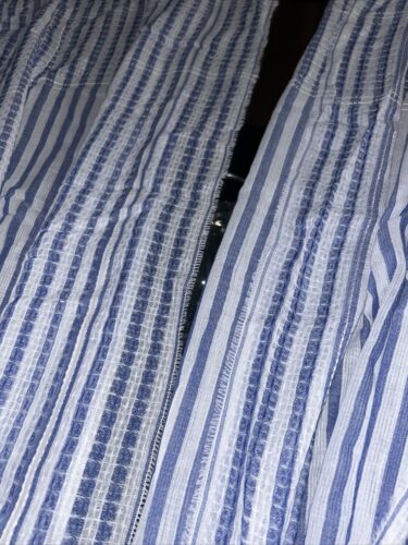 Caterina de Medici Italy 100% Cotton Scarf Shawl Blue/White~Two Side Fringe~NICE