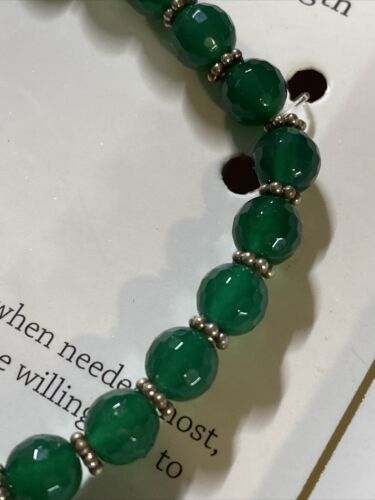 SHIVAM .925 STERLING SILVER & GREEN ÓNYX GENUINE GEMSTONE BRACELET ~BEAUTIFUL 💝