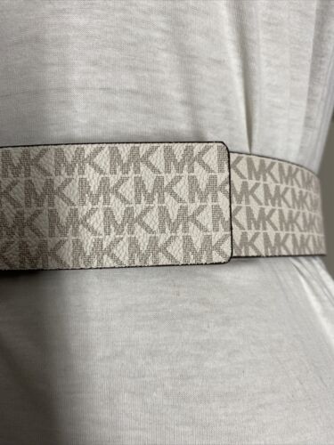 MICHAEL KORS BELT WHITE MK LOGO GOLD BUCKLE SIZE LARGE "CLASSY" MSRP $42.00