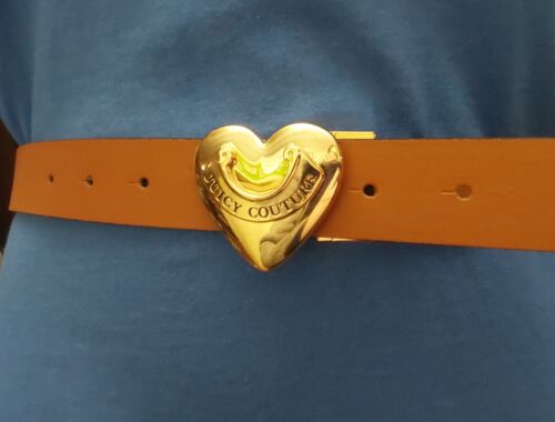 JUICY COUTURE BELT REVERSIBLE BLACK TO TAN WITH GOLD HEART BUCKLE BEAUTIFUL!!