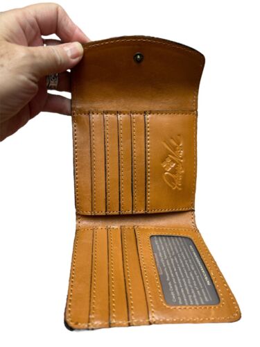 Patricia Nash Reiti Genuine Tooled Leather RFID Wallet Cognac P409244 NWT $109
