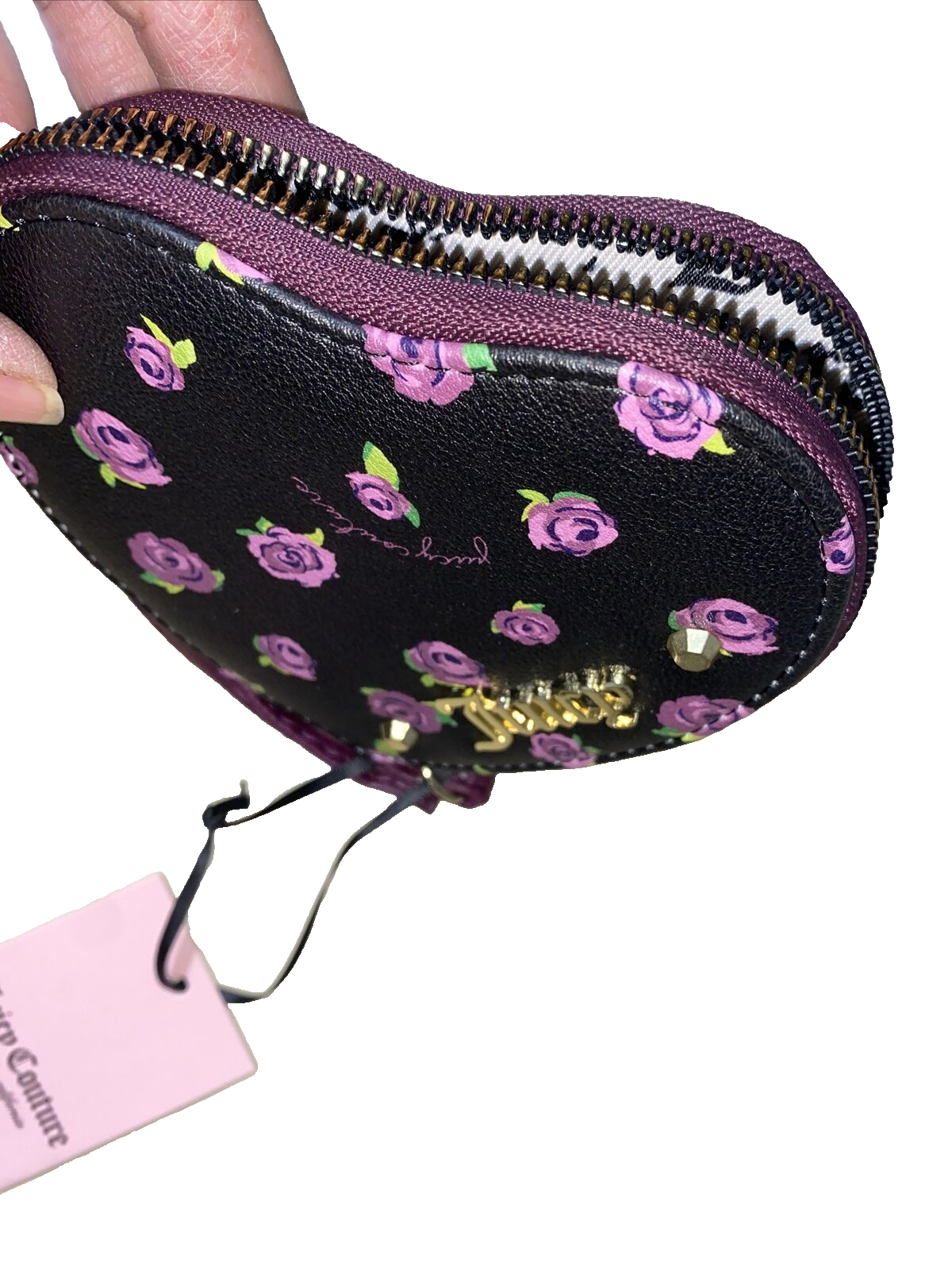 JUICY COUTURE BLOOM AT NIGHT BLACK HEART SHAPED COIN PURSE