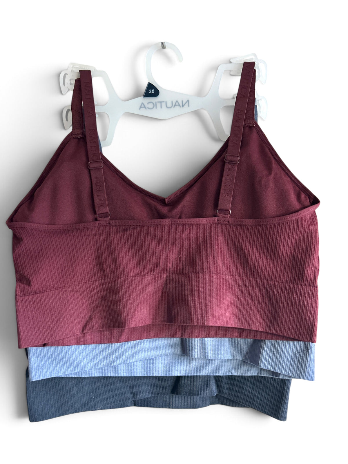 Nautica 3 Pack Women's Wireless Lounge Bras with Removable Pads Plus Size 2X 3X NT1731