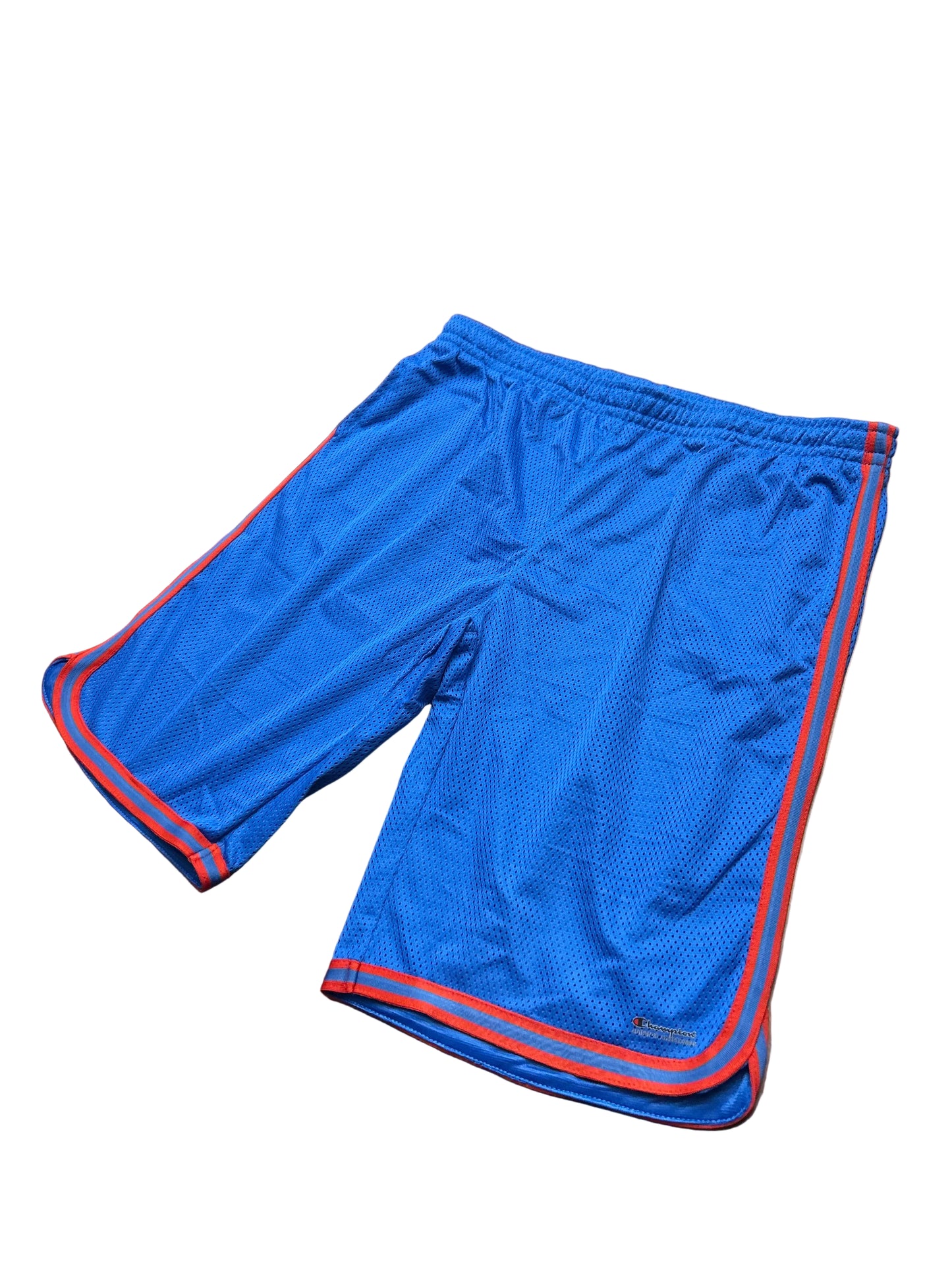 Champion Authentic Athleticwear Mesh Shorts - Light Blue with Red Ribbon and C Champion Logo