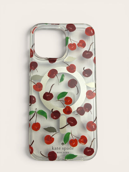 Kate Spade New York iPhone 16 Pro Max Case - Cherries Foliage - MagSafe Compatible