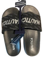 Nautica Womens Logo Embellished Black &Silver Logo Slide Sandal~Sze. 7~GREAT FIT