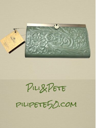 Patricia Nash Tooled Cauchy Bifold Wallet -Sage P329244 NWT~ Genuine Leather~NWT