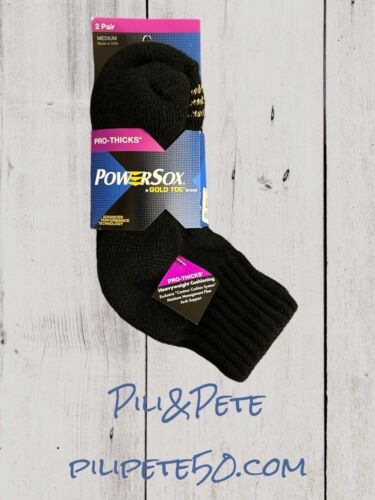 Gold Toe PowerSox  2 Pairs Heavy We Pro-Thick Socks Quarter Crew~ Size M 5-9