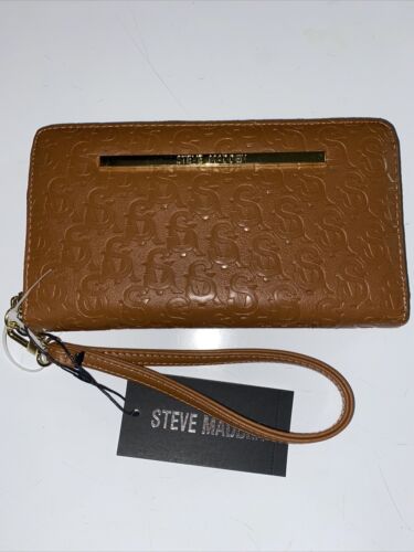 STEVE MADDEN WALLET WRISTLET COGNAC STAMPED LOGO VERY DIFFERENT!!!
