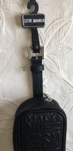 Steve Madden Fanny Pack Black Faux Leather- Steve Madden Logo UNISEX-RARE FIND!!