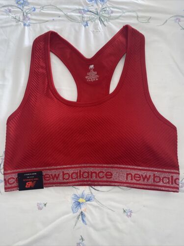 New Balance Medium Impact Sports Bra Alpha Red/Gold Style R000389  Size L - CUTE
