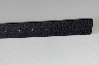 MICHAEL KORS BELT REVERSIBLE VANILLA/BLACK MK LOGO GOLD RECTANGULAR BUCKLE