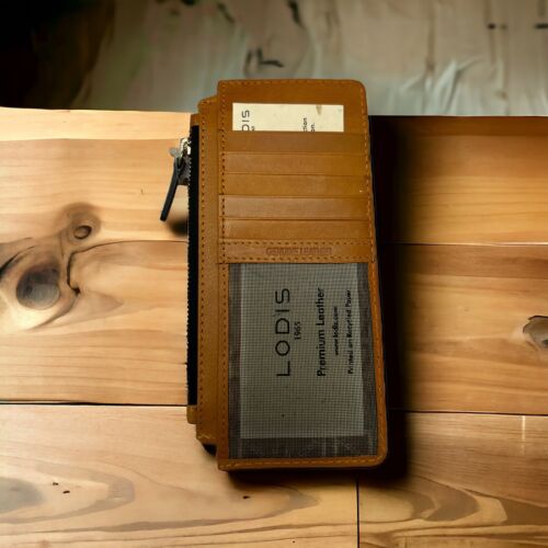 Lodis Brown RFID Protection Card Case Window ID  Leather Wallet GREAT QUALITY!!