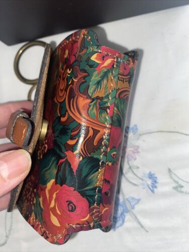 New PATRICIA NASH Mini Torri Card Key Case A029418 Rustic Nature Leather CUTE!!!