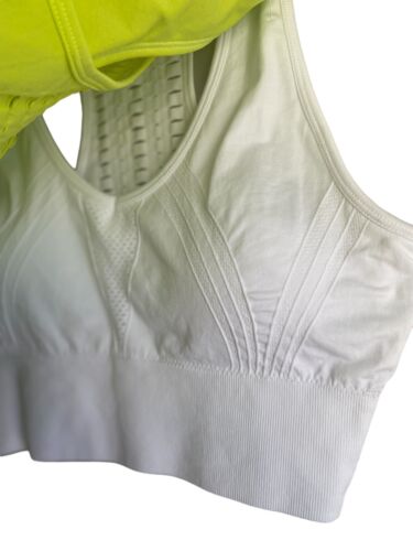 90 Degree By Reflex~Seamless High Octane Perforated~Lime & White Bra Set-Two XL
