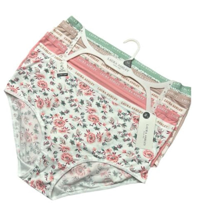 Laura Ashley ~ Women's Brief Underwear Panties Floral 5-Pair Polyester (A) ~ 2X