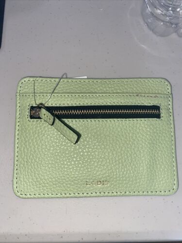 Lodis Light Green RFID Protection Card Case Window ID Genuine Leather Wallet