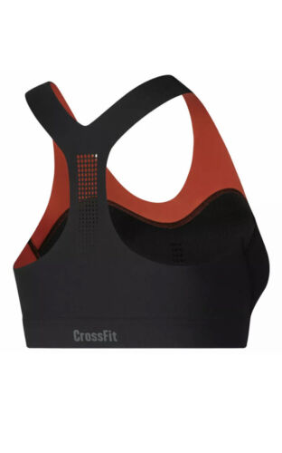 Reebok Women's Puremove Workout Sports Bra M/L BLACK/ORANGE Retail $60 NEW