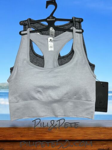90 Degree By Reflex High Performance Full Support Sport  Bra Set-Two L- MSRP$58