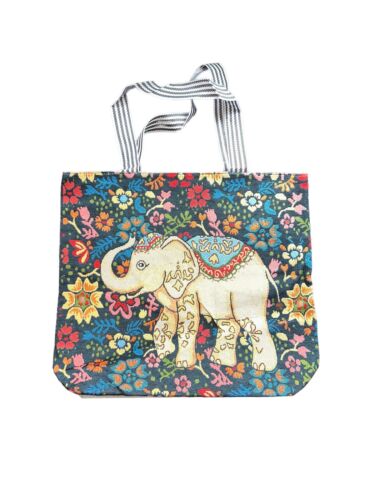 Elephant Tapestry Style~Women Tote Double Handle Large Bag~Multicolor Design~NEW