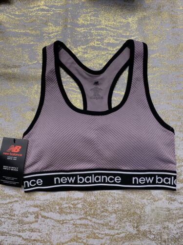 NEW BALANCE Medium Impact Sports Bra Lavender Cashmere/Black Size LARGE NEW