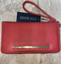 STEVE MADDEN WALLET WRISTLET RED WRAP AROUND LOGO SMOOTH TEXTURED