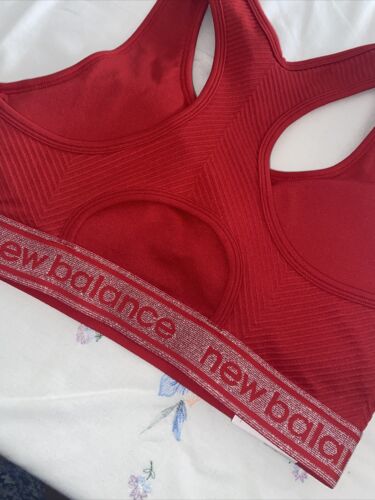 New Balance Medium Impact Sports Bra Alpha Red/Gold Style R000389  Size L - CUTE